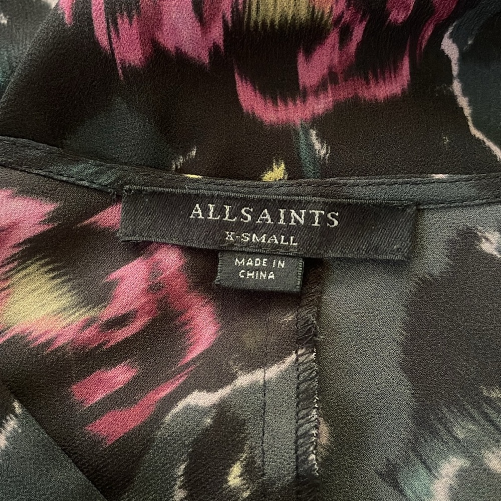 All Saints Sheer Floral Dress with Attached Slip - Picture 6 of 12
